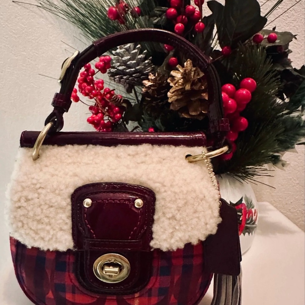 Rare Coach Willis Tartan Plaid Shearling bag
